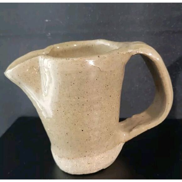Studio Art Artisan Made Pottery Pitcher Signed Stoneware Hand Molded Pinched - Picture 3 of 8